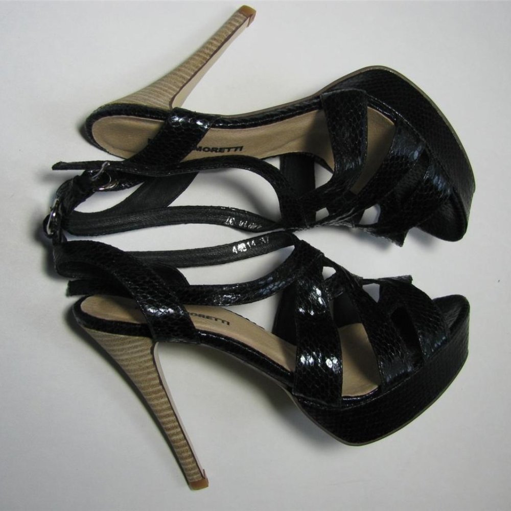NEW WITH BOX FAUSTA MORETTI SANDALS PLATFORMS BLACK SIZE 37